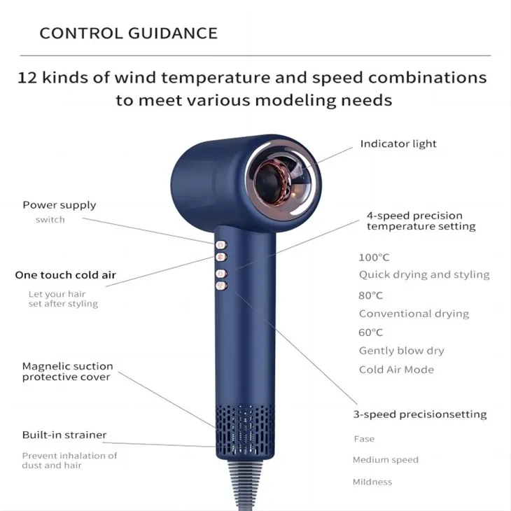 Hair Dryer B'Kontroll Diġitali tat-Temperatura